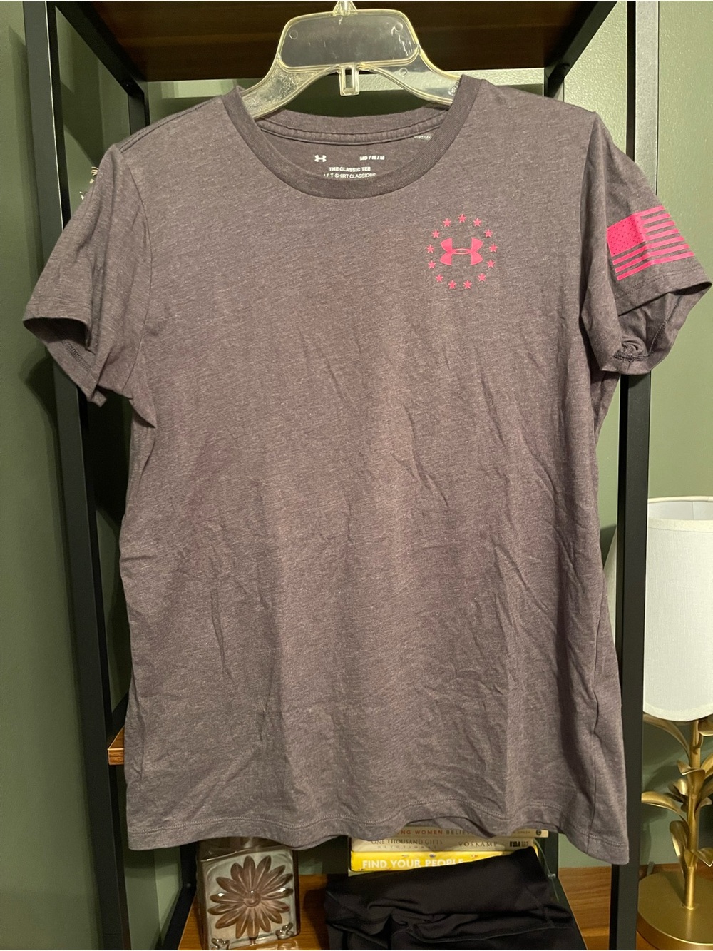 Under Armour Women's Heather Gray Tee with Pink Accents